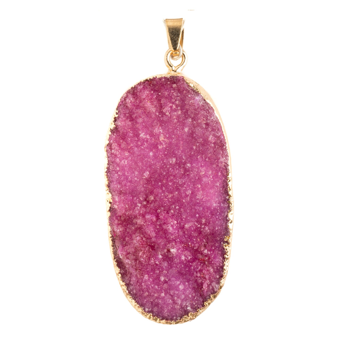 Earth&#x27;s Jewel 50mm Druzy Pink Semi-Precious Oval Pendant