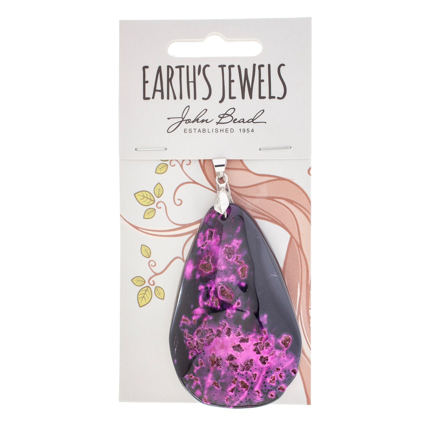 Earth&#x27;s Jewel 50mm Purple Semi-Precious Agate Pendant