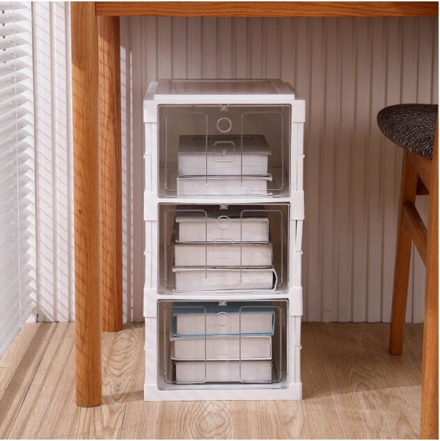 3-6 Tier Foldable Shoe Rack Plastic Stackable for Closet Shoe Organizer Box