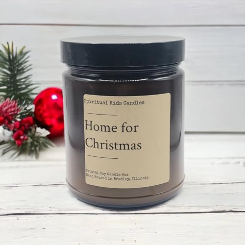 Home for Christmas Soy Candle 8oz 35-40 Hours Hand Poured with All Natural Soy wax and Fragrant/Essential Oils! | Woodsy Candle | Christmas Candle