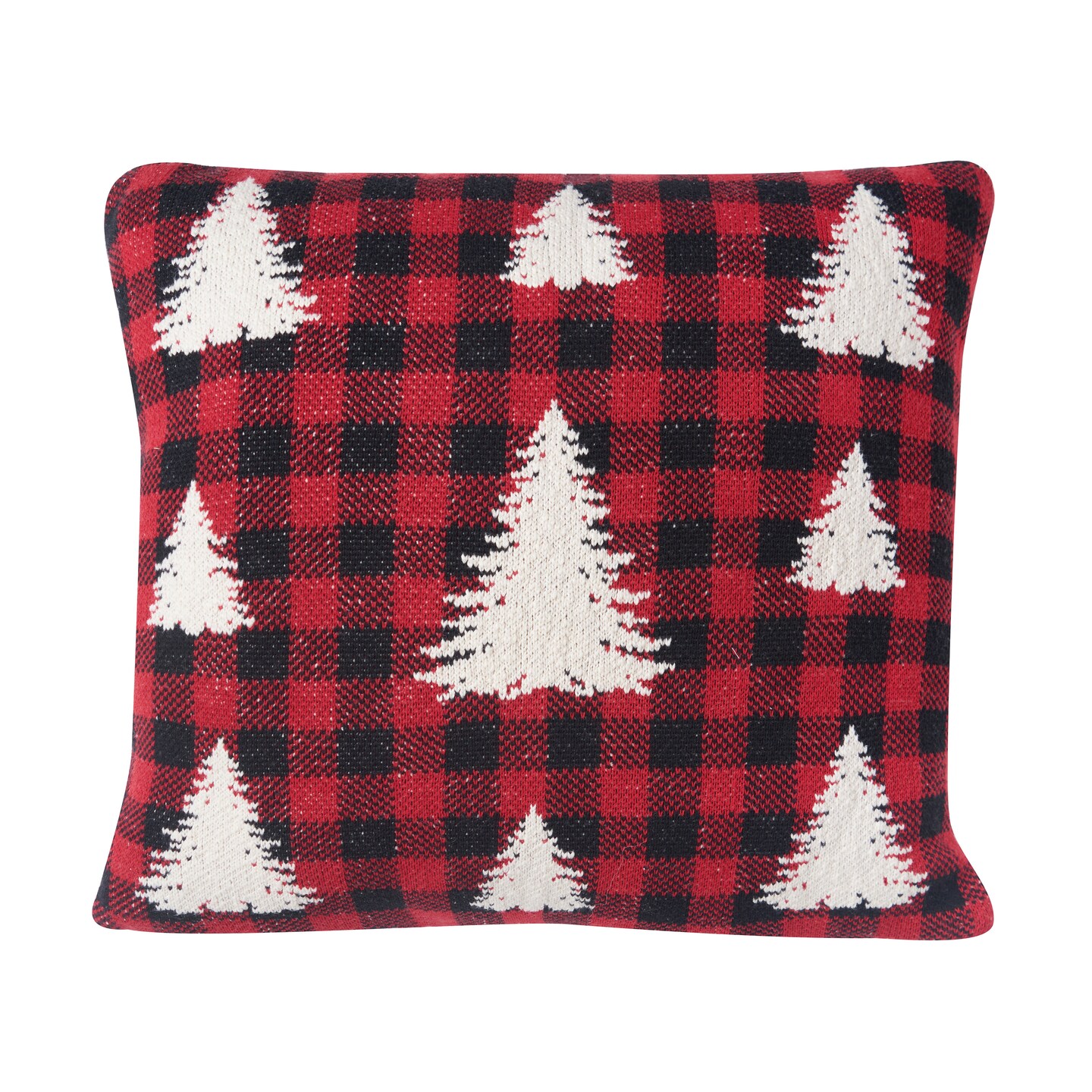 20&#x22; x 20&#x22; Pine Trees on Plaid Christmas Pillow