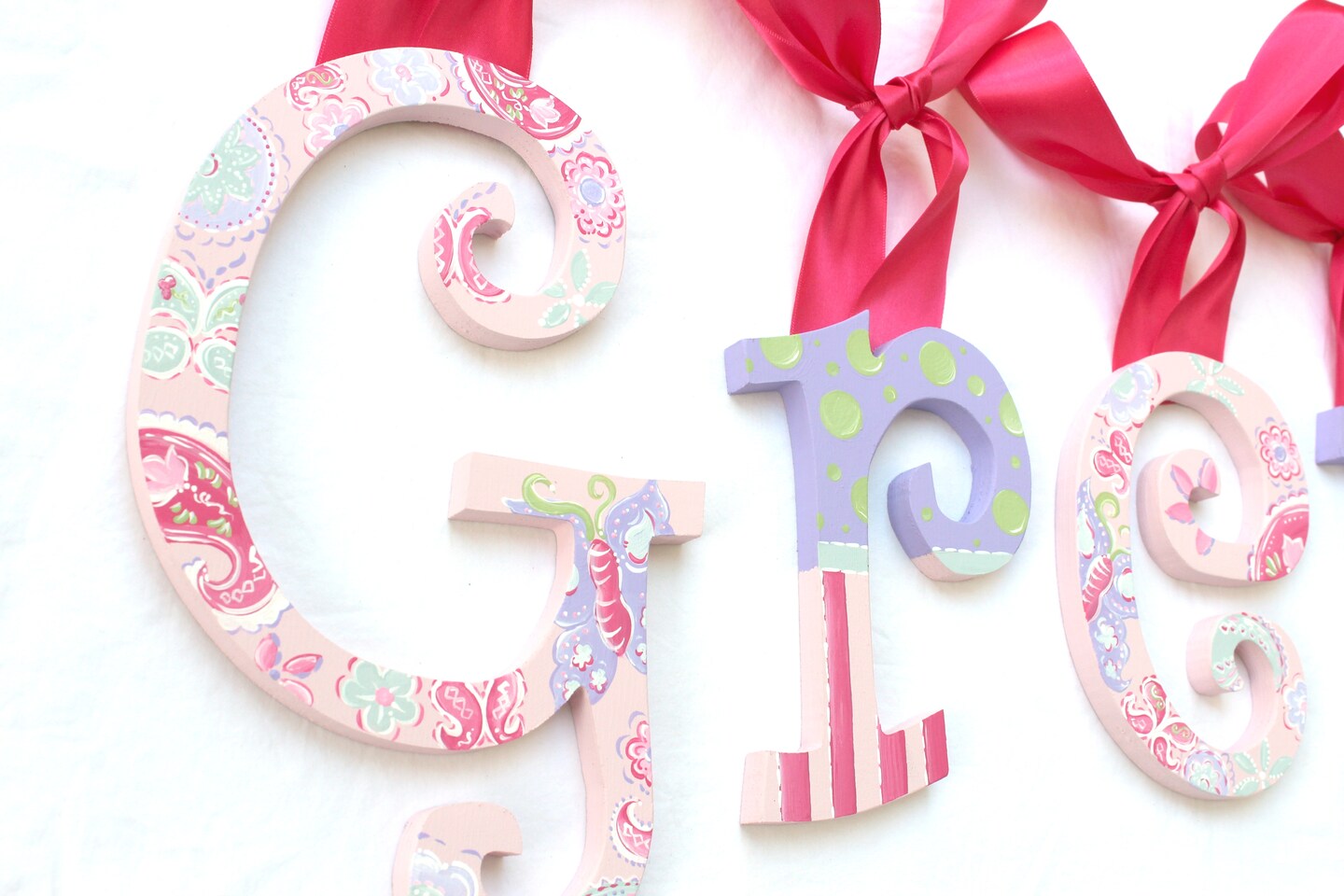 Butterfly Paisley Painted Wood Letters, Paisley Baby Name Wall Letters, Butterfly Nursery Decor