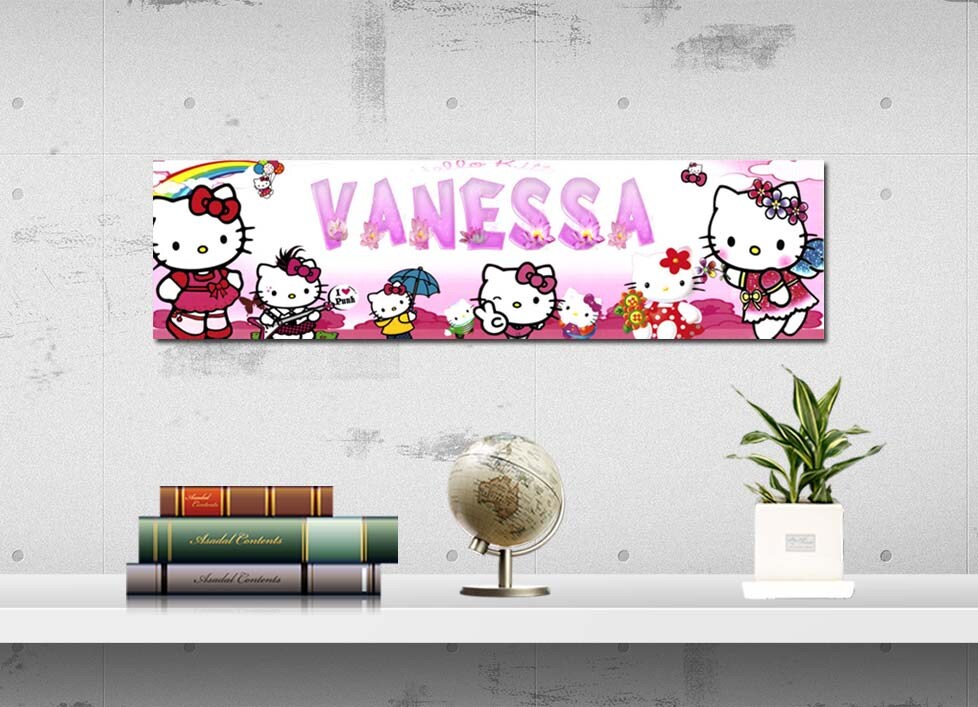 Hello Kitty - Personalized Poster with Your Name, Birthday Banner, Custom Wall  Décor, Wall Art