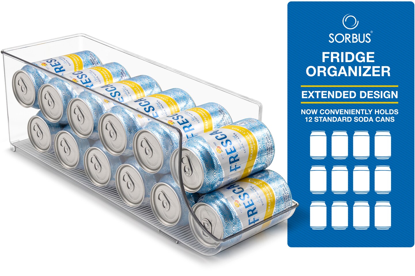 Sorbus Can Dispenser for Refrigerator - 12 Can Fridge organizer Rotation System Rack - Clear Soda Can Organizer for Refrigerator, Freezer &#x26; Pantry - Great for Kitchen Organization &#x26; Storage (2-Pack)