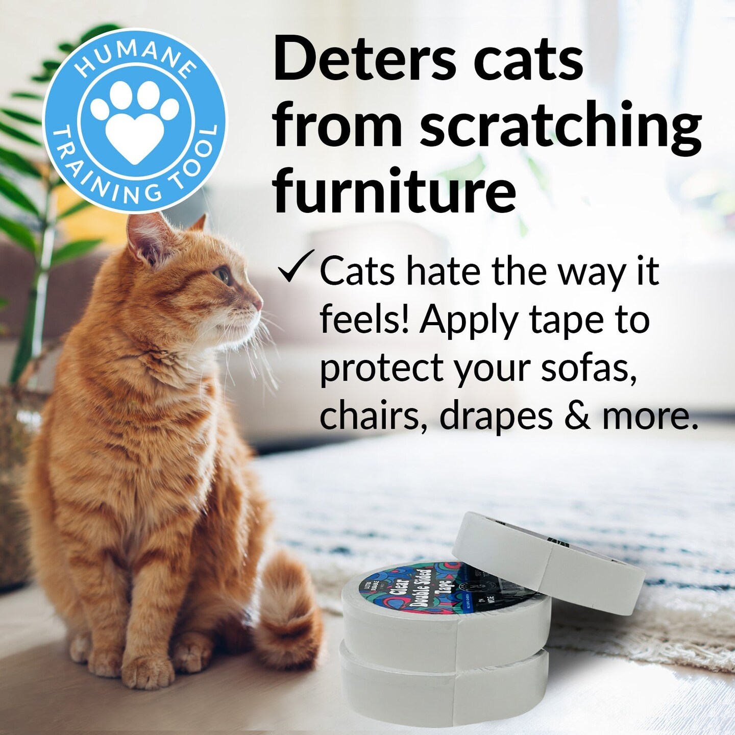 Clear Double Sided Tape for Crafts 1 inch Wide Heavy Duty Adhesive Tape Two Side Strong Sticky Thin Mounting Tape for Poster Carpet Wall Safe Doublesided Stick - 3 Rolls 60FT x 1" 180FT Total