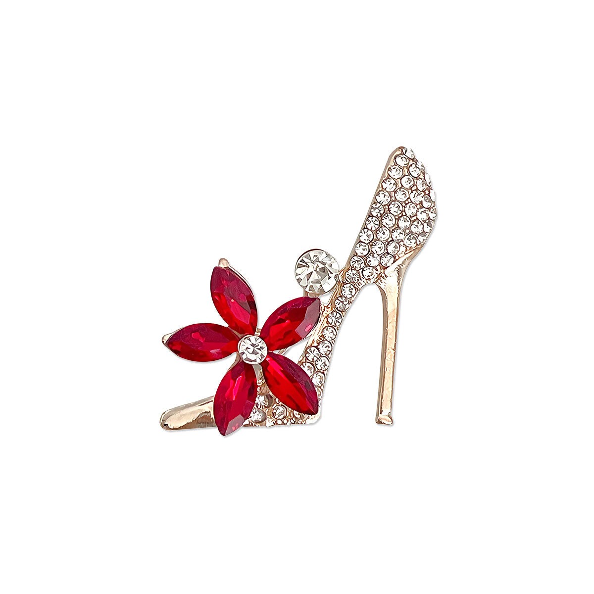 Wrapables Crystal Rhinestone High Heel Shoe Brooch Pin, Red