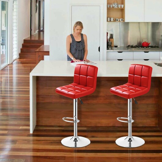 Set of 2 PU Leather Swivel Bar Stools Pub Chairs