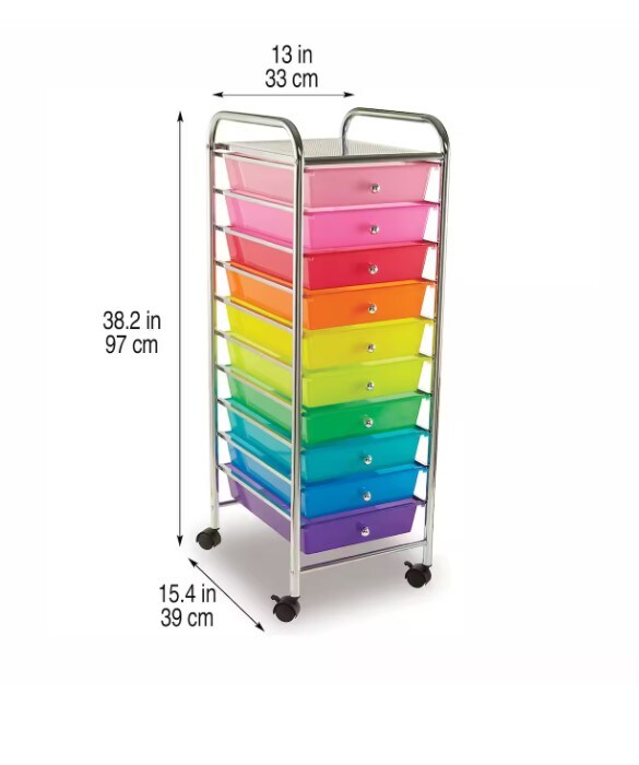 10-Drawer Multipurpose Mobile Rolling Utility Storage Organizer Cart