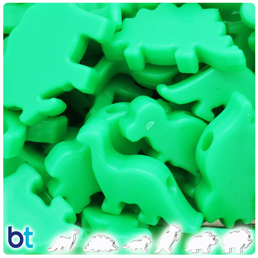 BeadTin Grasshopper Neon Bright 30-40mm Dinosaur Plastic Pony Beads (4oz)