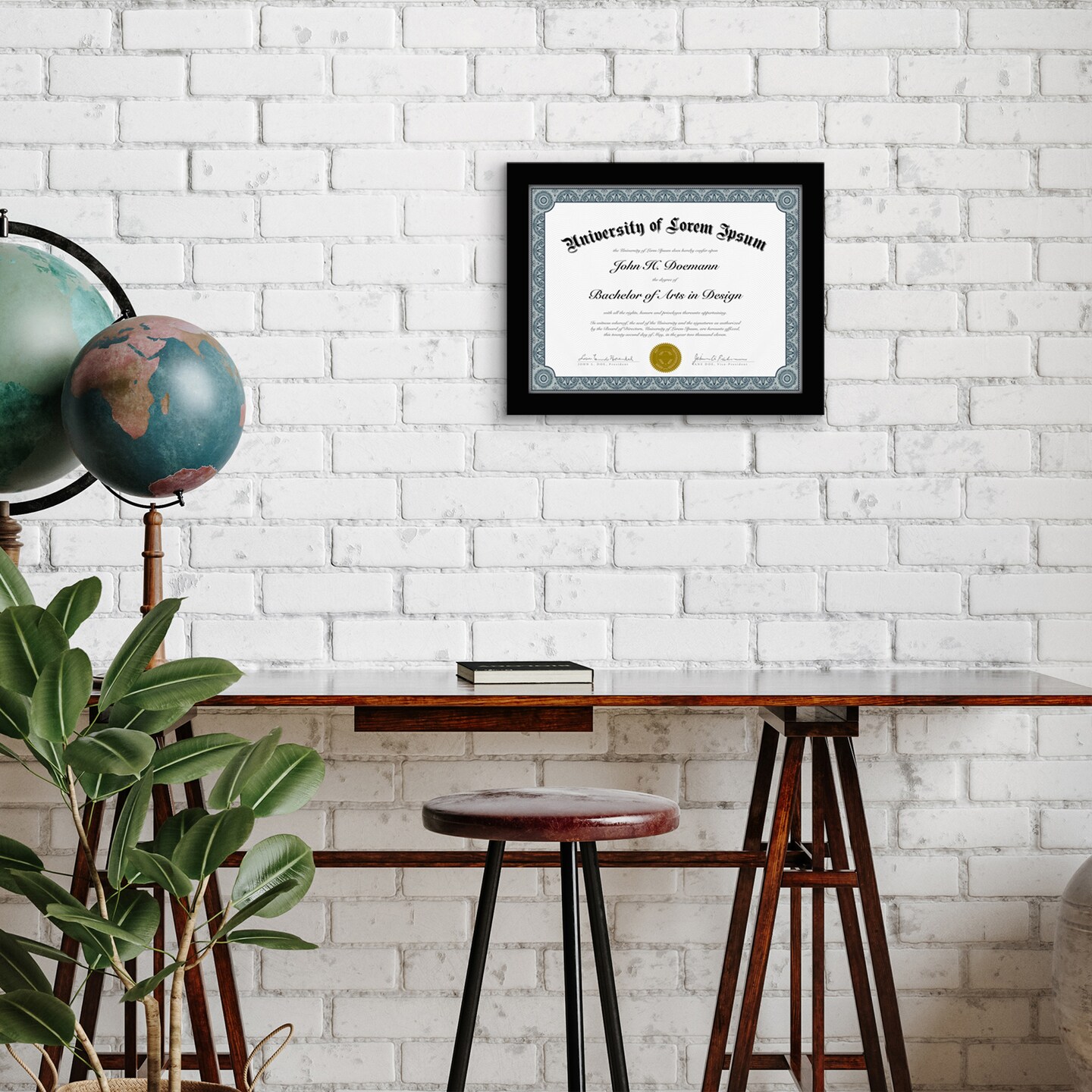 Diploma Frame 8.5x11&#x201D; with Table Stand - Wood and Glass
