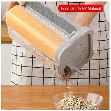 Clear 2.3L Airtight Kitchen Food Storage Container with Lids and Compartments for Grain, Sugar, Flour, Rice, Nuts, and Snacks