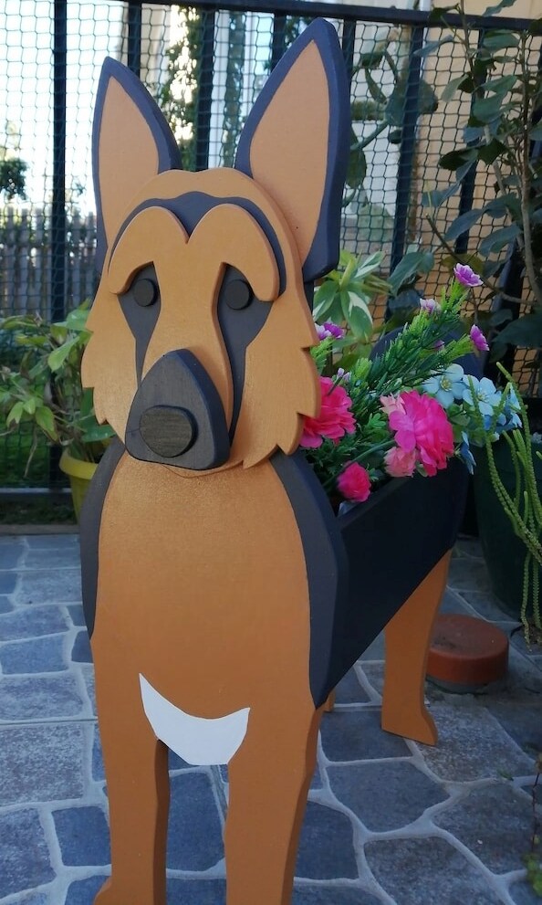 German Shepherd Dog Planter - Wooden Planter Box - DIY Kit - Realistic ...