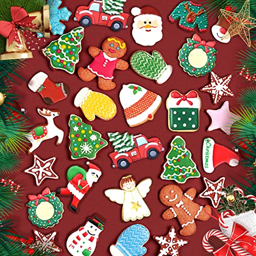 20 Pieces Christmas Cookie Cutters, Hibery Holiday Cookie Cutters Christmas, Reindeer, Snowflake, Christmas Tree, Gingerbread Man, Santa, Bell &#x26; More Cookie Cutters Christmas Shapes