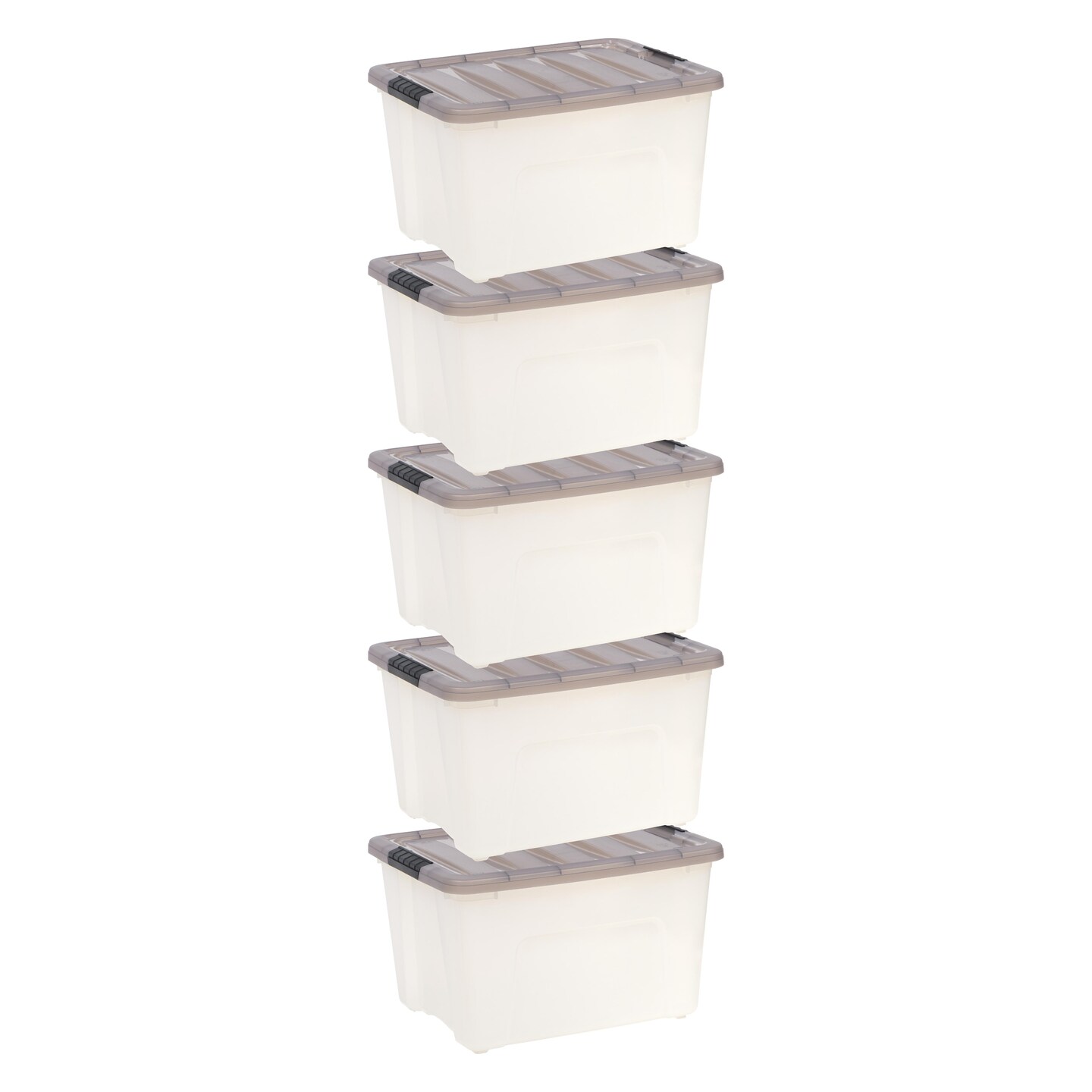 IRIS USA 40 Quart Stack & Pull Clear storage Box, Gray, 5 Pack