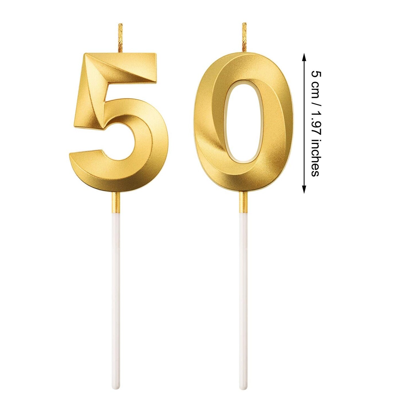 50th Birthday Candles Cake Numeral Candles Happy Birthday Cake Topper Decoration for Birthday Party Wedding Anniversary Celebration Supplies (Gold)