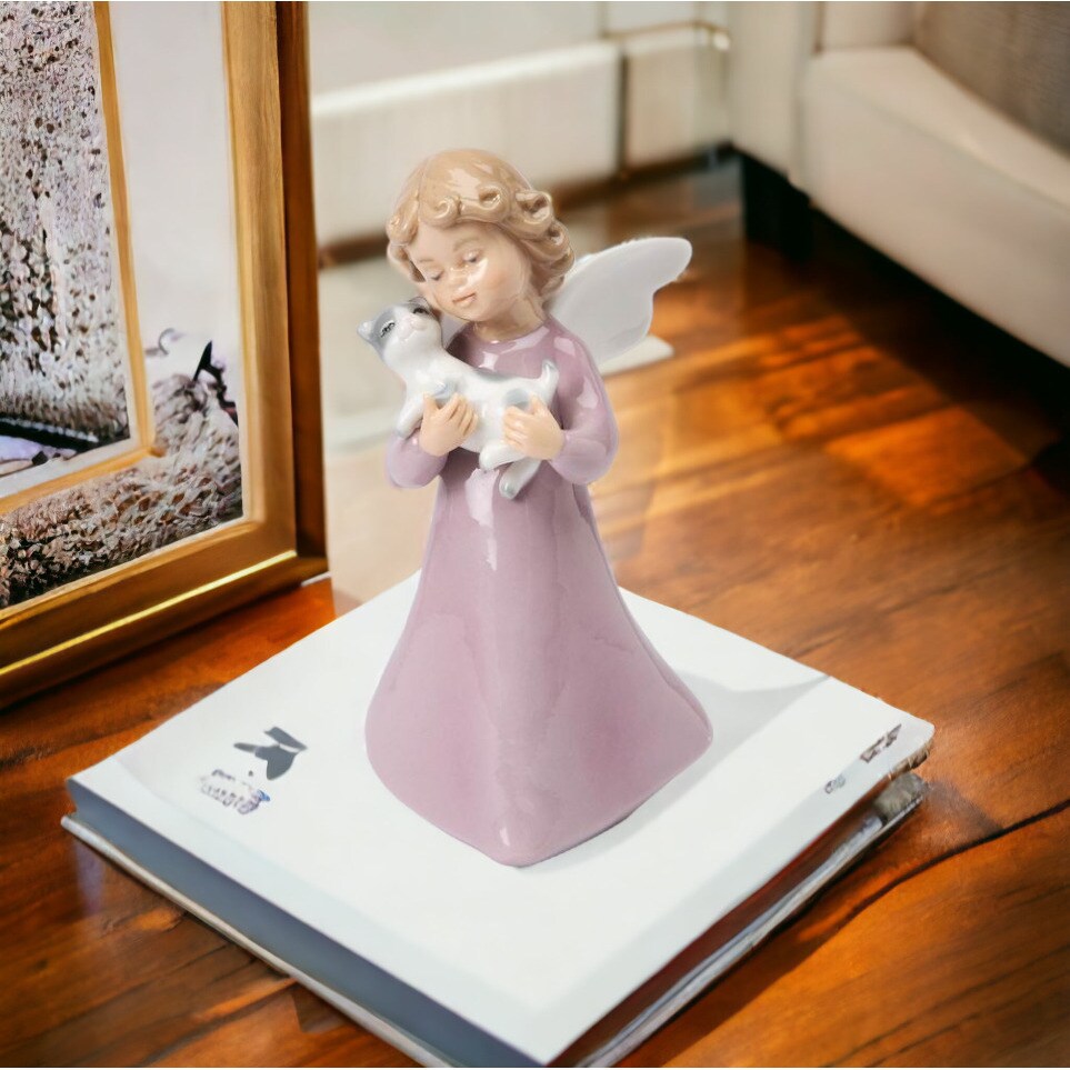 Angel Holding Cat Figurine Gift Idea or Home Decoration Ornament Gift Figurines