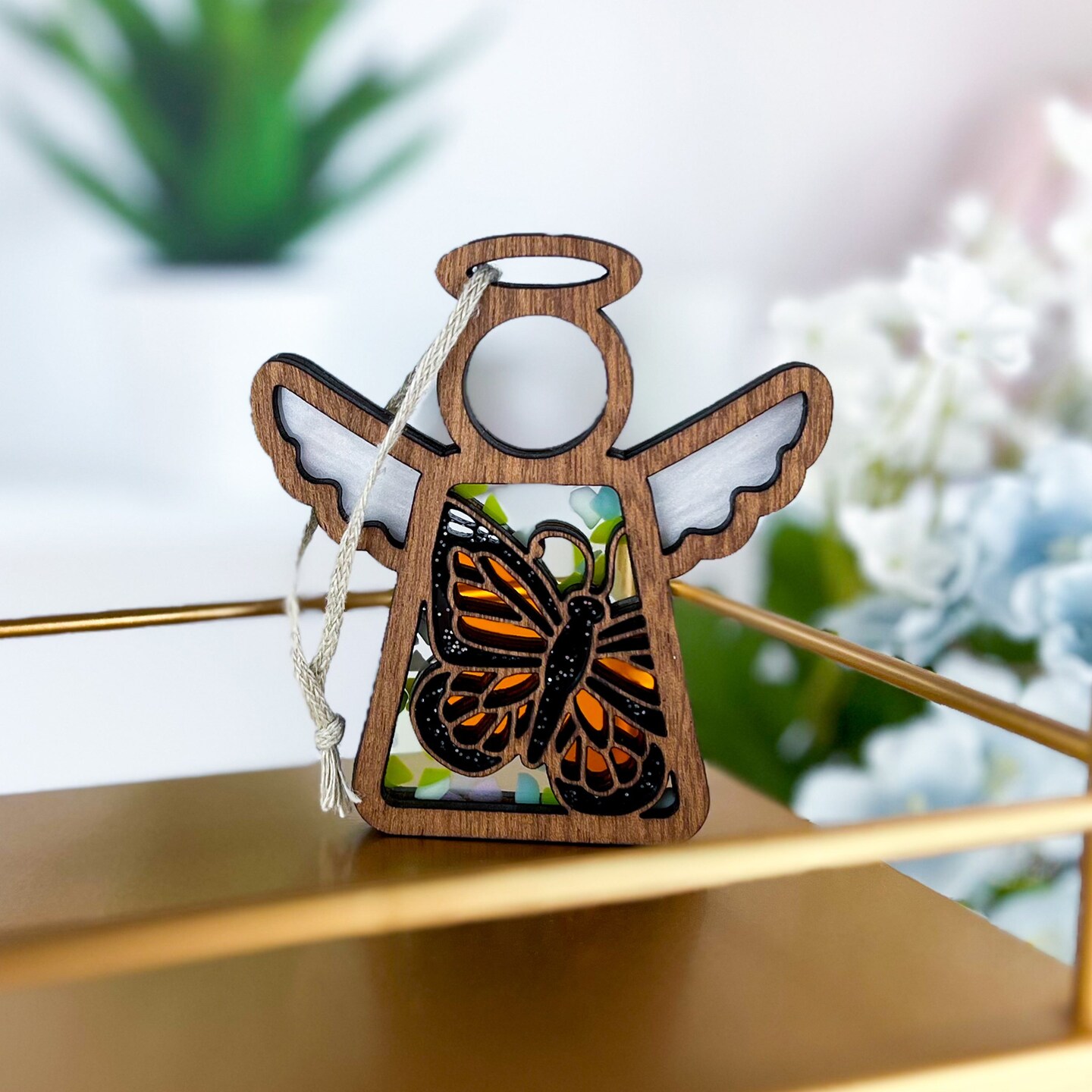 3.5" (H) Monarch Butterfly Ornament - Handcrafted in Texas - Mother's Angels® Christmas Angel Wings Figurine