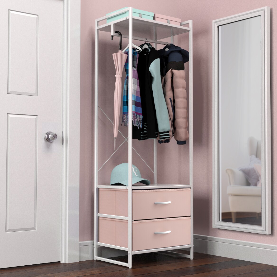 Sorbus Clothing Rack with Drawers - Clothes Stand Dresser - Wood Top, Steel Frame, & Fabric Drawers - Tall Closet Storage Organizer - Garment Rack for Hanging Shirts, Dresses, & Jackets