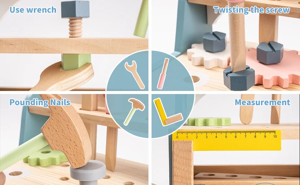 ROBUD Mini Wooden Play Tool Workbench Set WG201