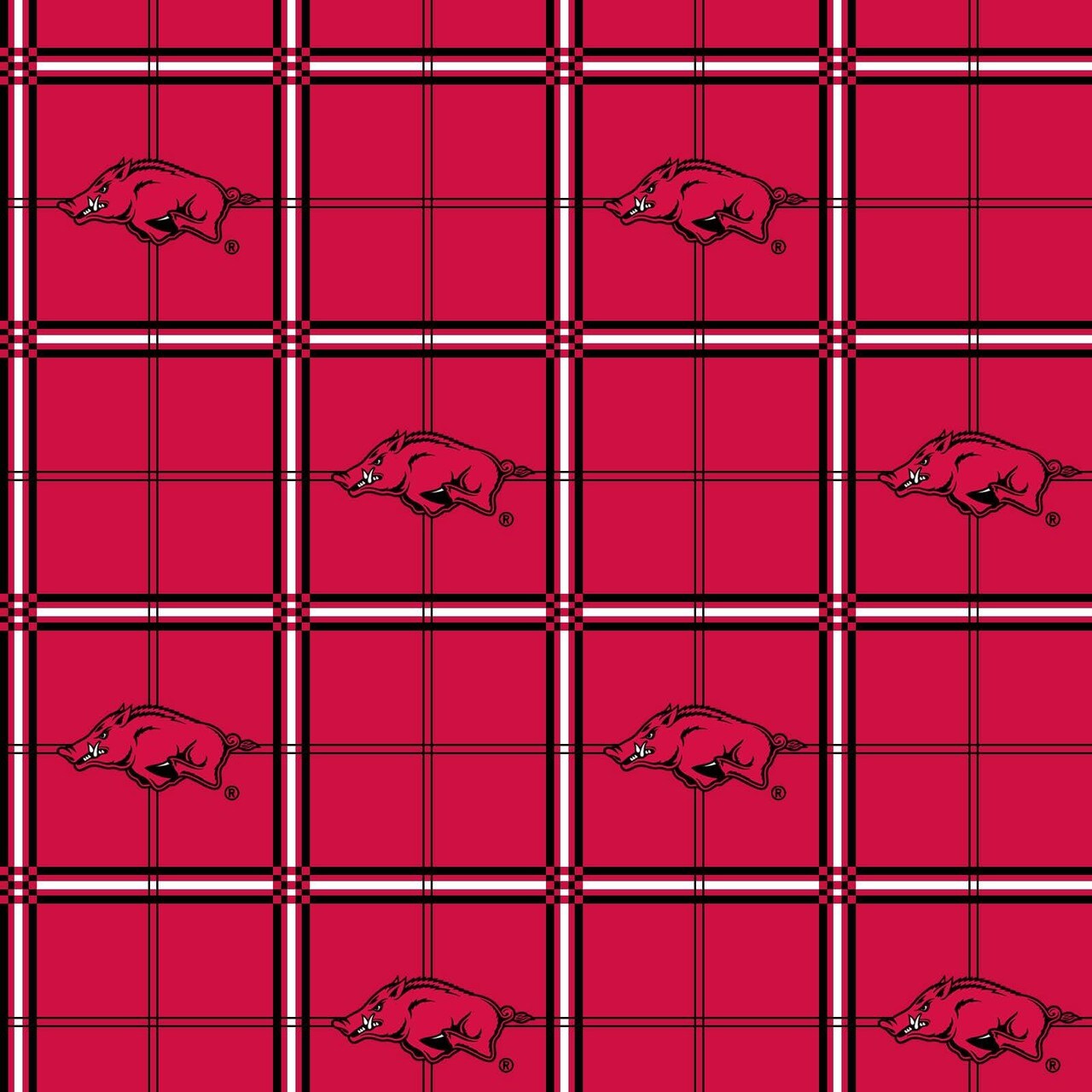 Sykel Enterprises-University of Arkansas Flannel Fabric-Arkansas Razorbacks Plaid Cotton Flannel Fabric