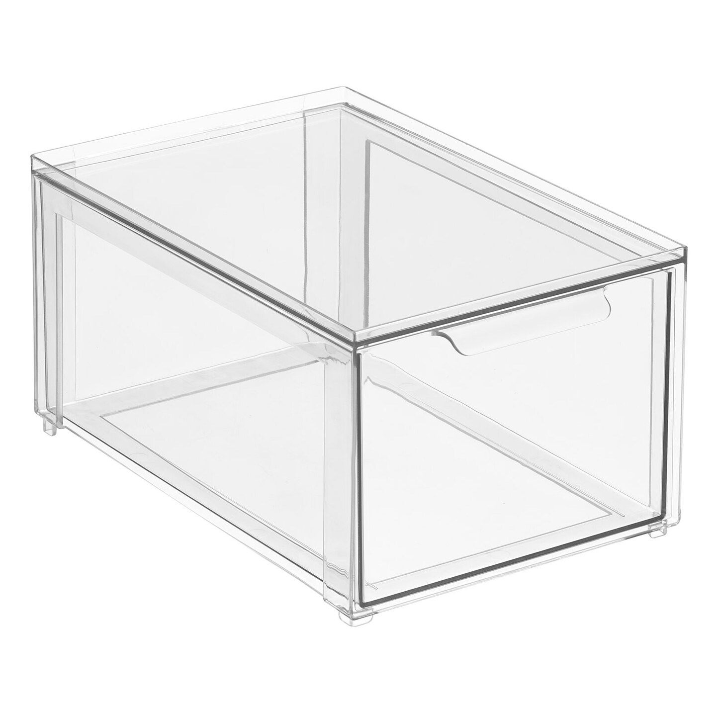 mDesign Plastic Stackable Bathroom Storage Organizer with Drawer