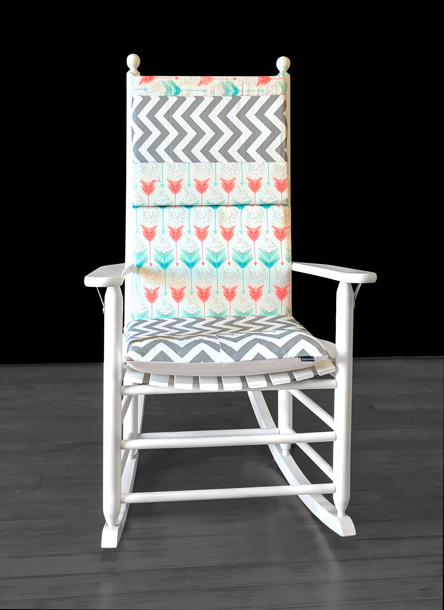 Patchwork Coral Arrow Chevron Abstract Pattern Rocking Chair Cushion Cover
