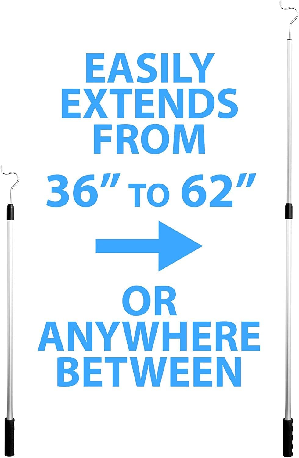 Shepherds Aluminium Pole with a 2.75-Inch Hook and Handle, Lightweight, Extendable from 36 to 62-Inch