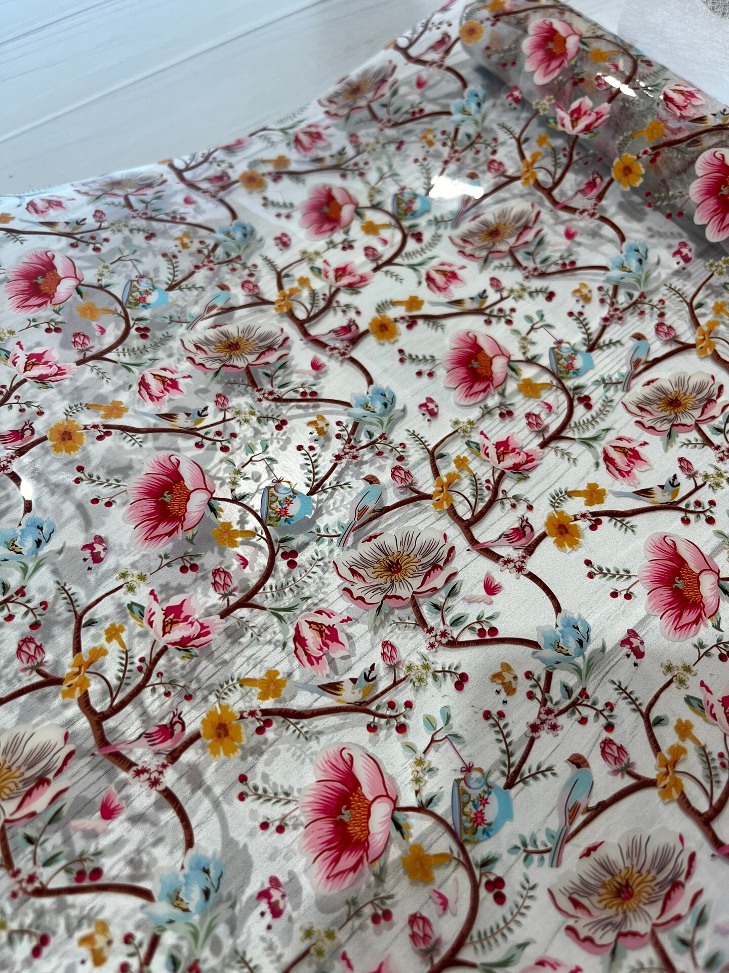 Tea cups and birds TPU Vinyl | Michaels