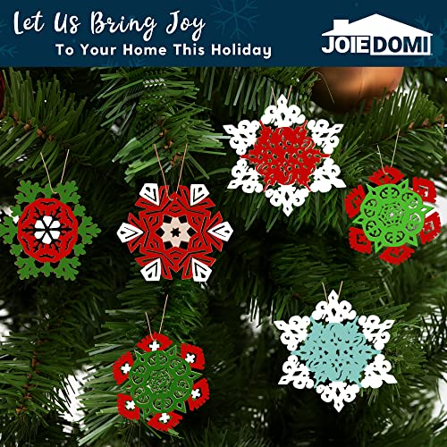 Joiedomi 36 Pcs Christmas Unfinished Wooden Ornaments Hanging Snowflakes Ornaments Blank Wood Slice for Indoor/Outdoor Xmas, Party Decoration, Tree Ornaments, Events