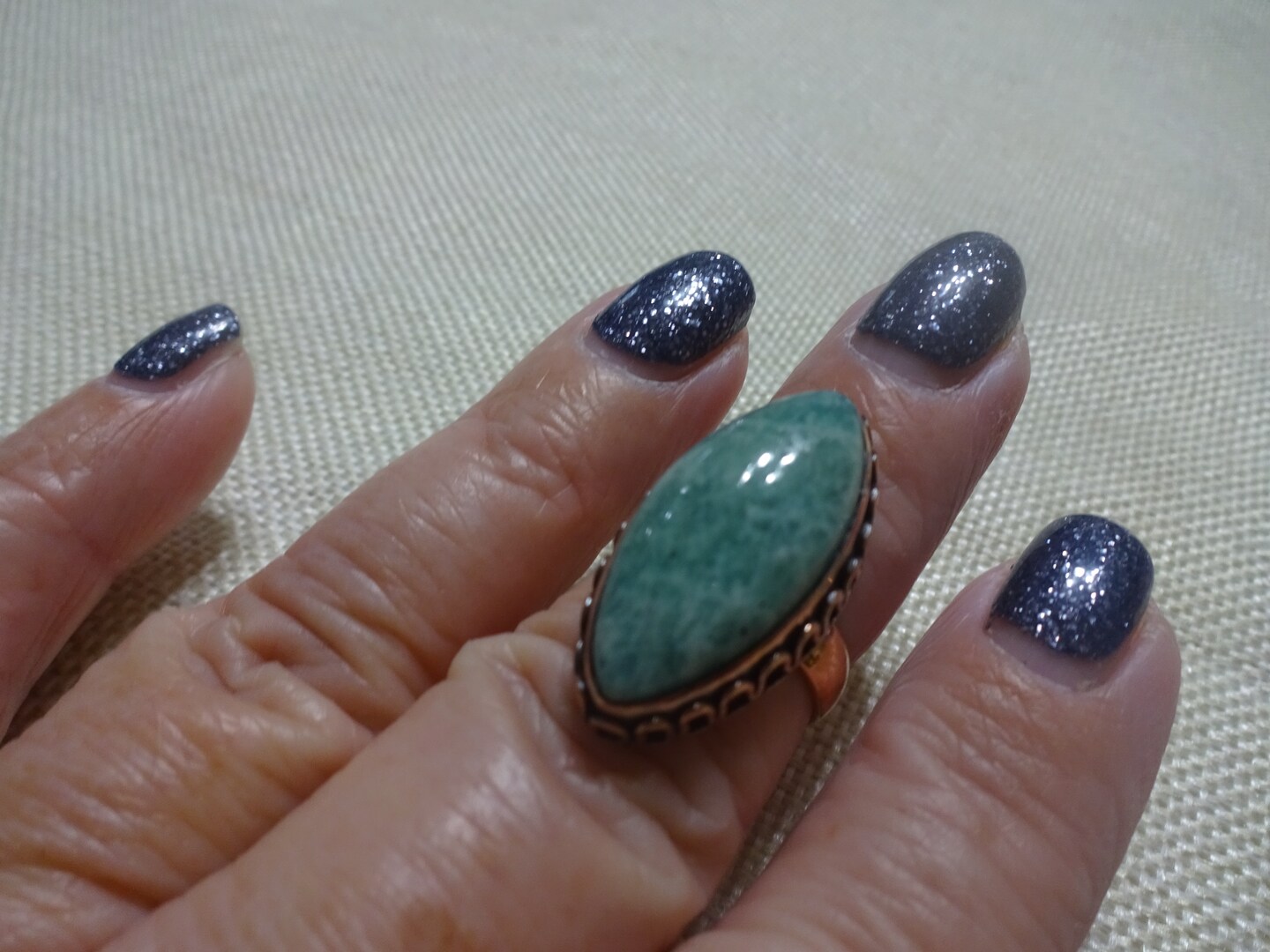 Gorgeous AMAZONITE Handmade Copper Ring Size 7.25 416B product 3