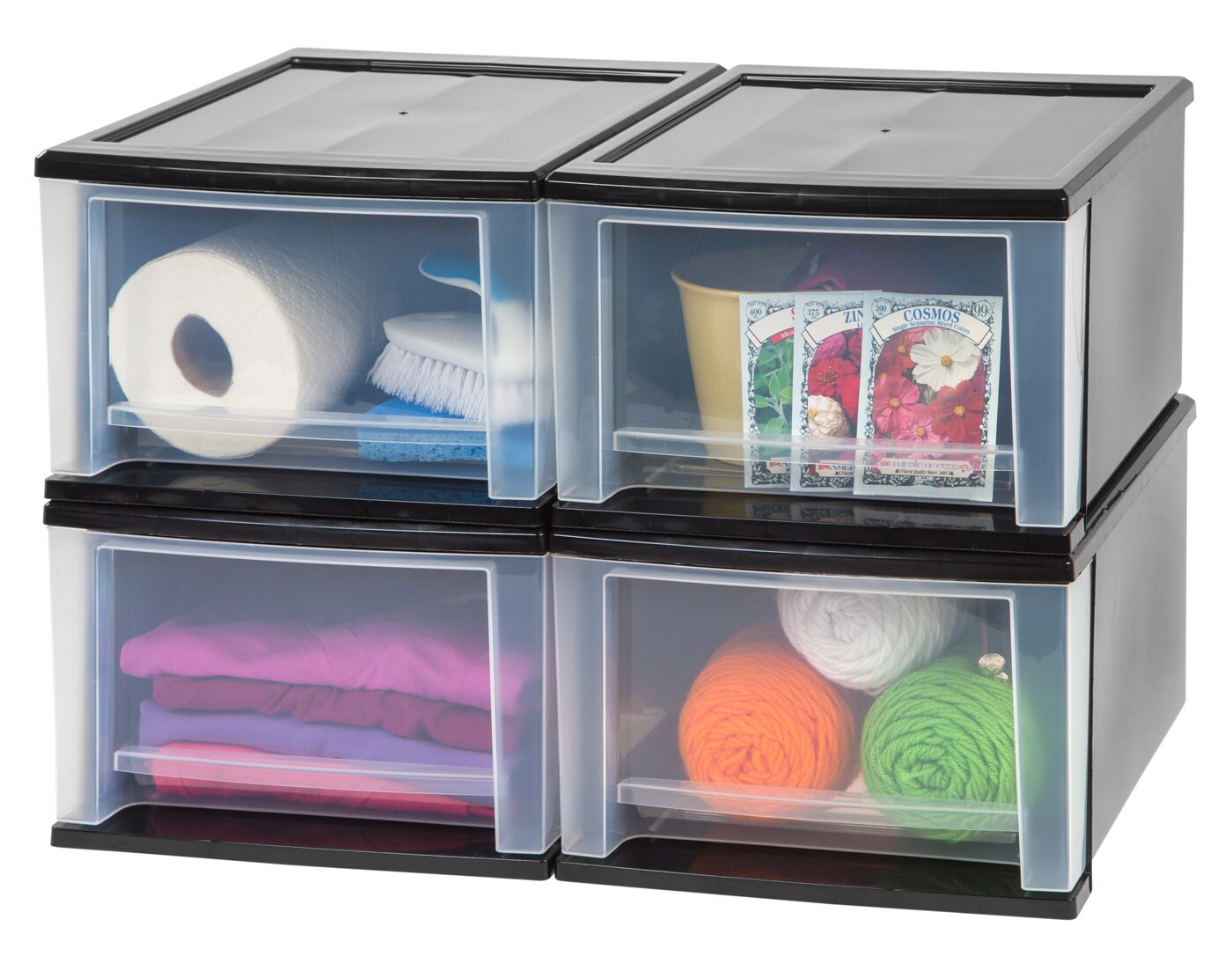 IRIS USA 17 Quart Stacking Drawer, Black