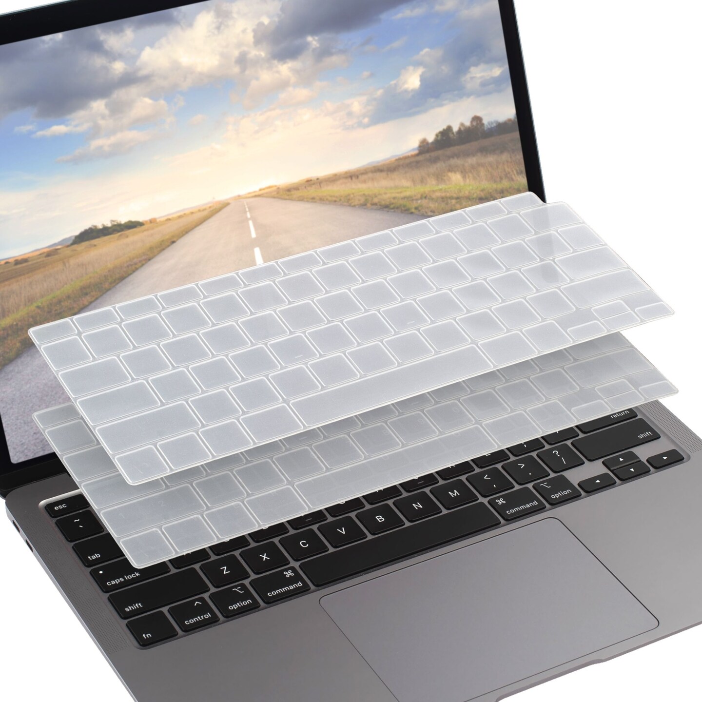 Insten 2 Pack Keyboard Cover Protector Compatible with 2020 Macbook Air 13&#x22;, Ultra Thin Silicone Skin, Tactile Feeling, Anti-Dust, Clear