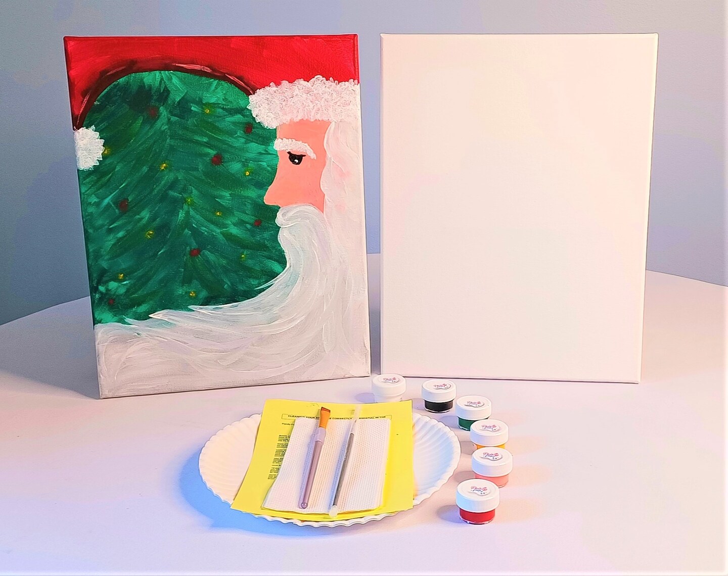 Christmas Paint Kit - Crescent Santa Acrylic Painting Kit & Video Lesson, DIY Christmas Craft, Beginner Painting, Paint At Home, Paint Party