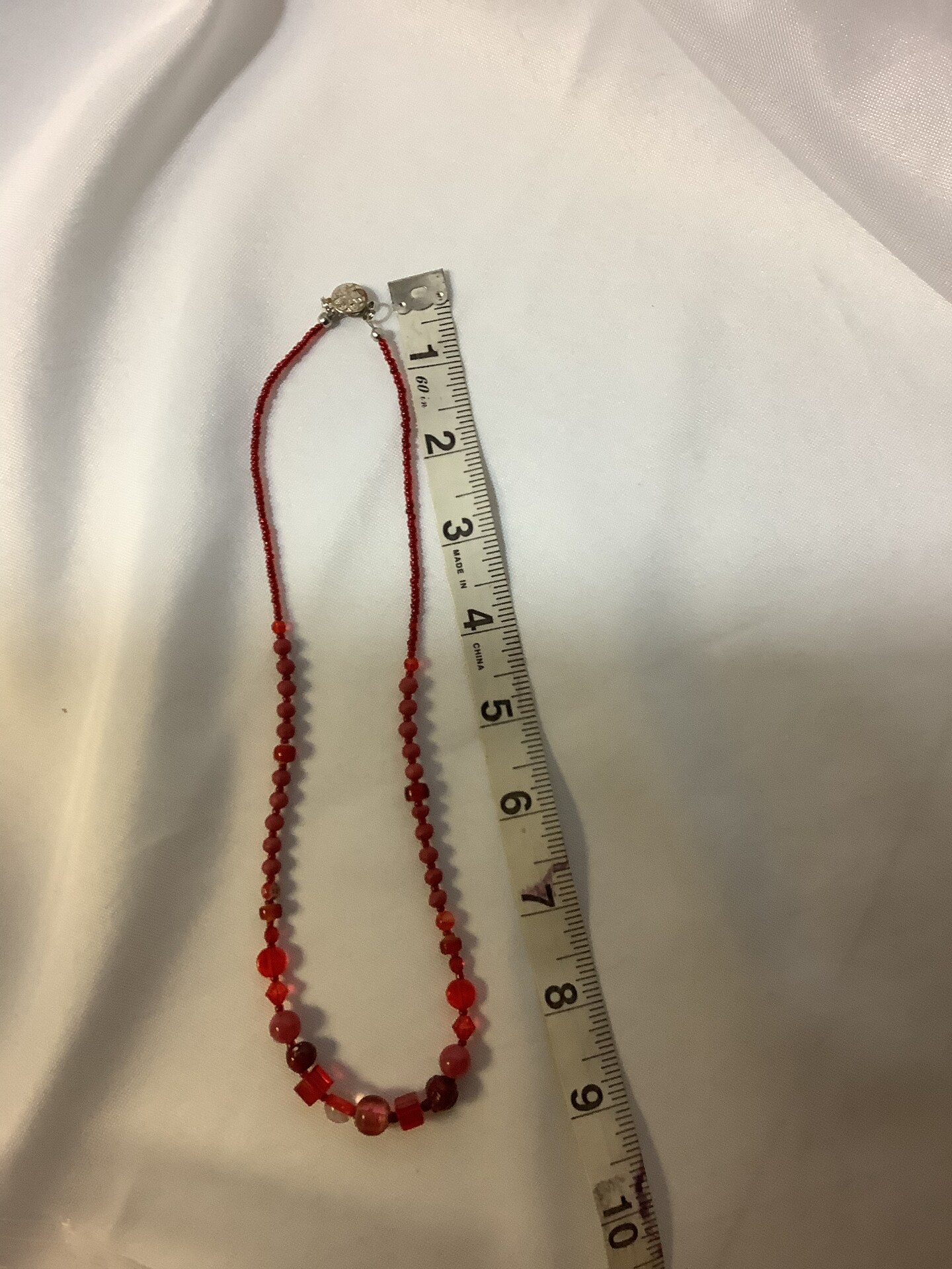 Red beaded set, necklace, bracelet, earrings