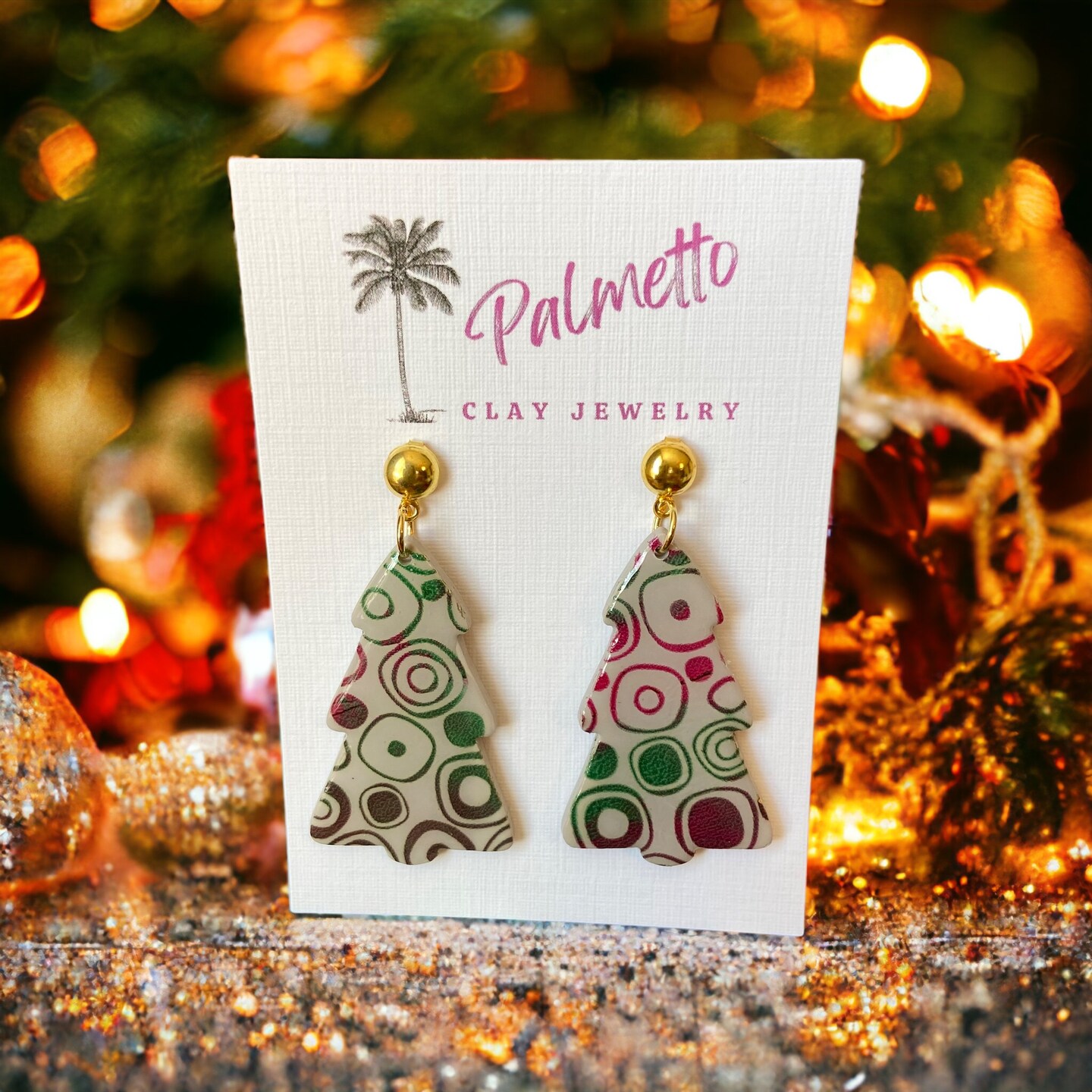 Christmas earrings clay discount