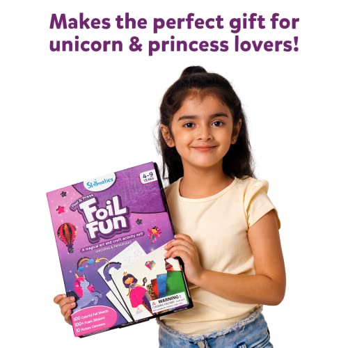 Skillmatics Art &#x26; Craft Activity - Foil Fun Unicorns &#x26; Princesses, No Mess Art for Kids, Craft Kits &#x26; Supplies, DIY Creative Activity, Gifts for Girls &#x26; Boys Ages 4, 5, 6, 7, 8, 9, Travel Toys