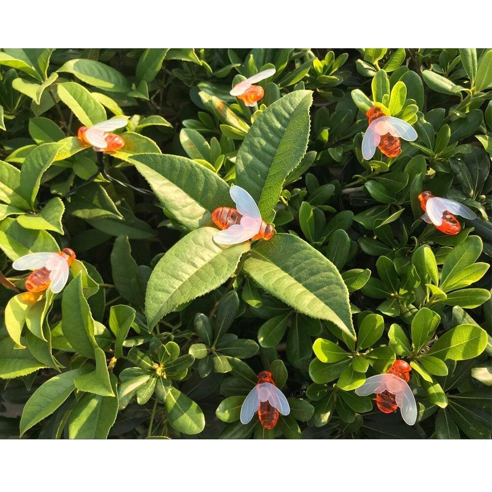 20 LED Solar String Lights Outdoor Waterproof Simulation Honey Bees Decor for Garden Xmas Decorations Warm White