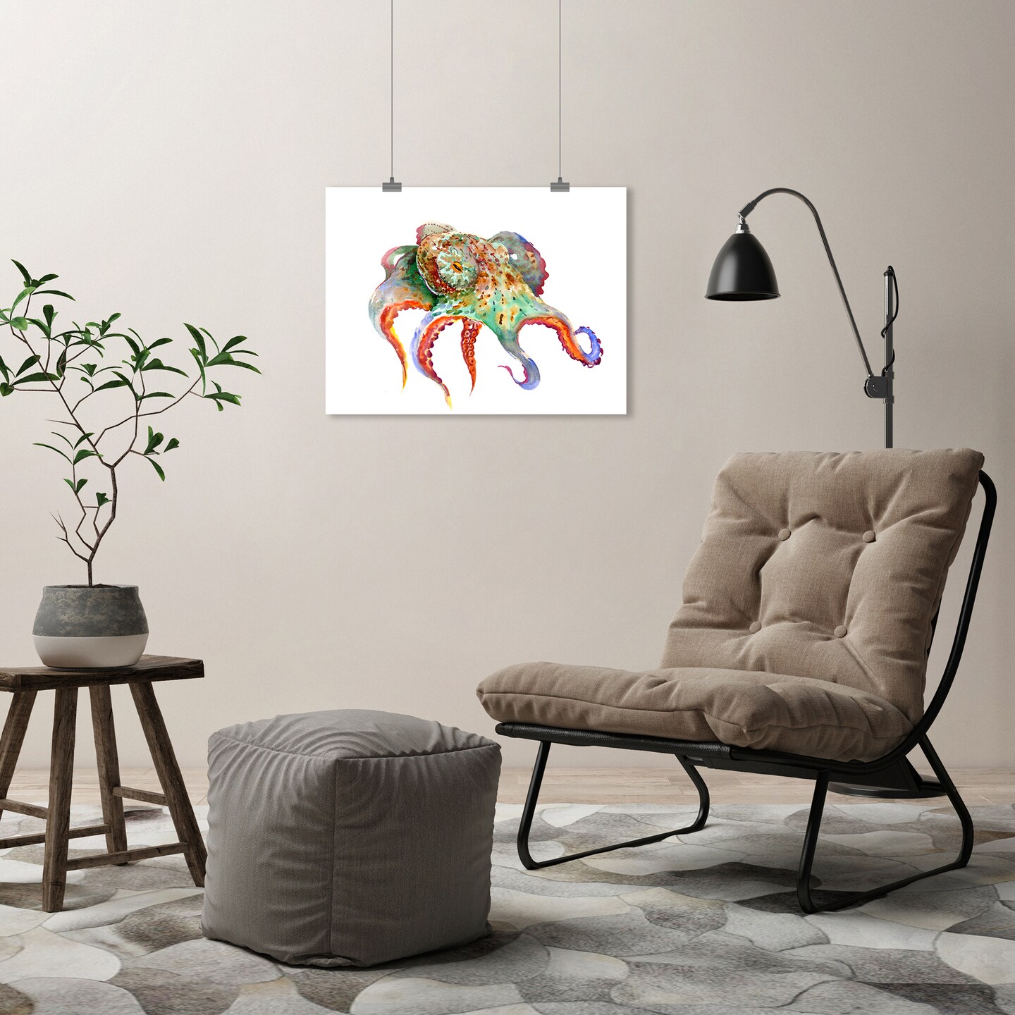 Octopus Red And Green by Suren Nersisyan  Poster - Americanflat