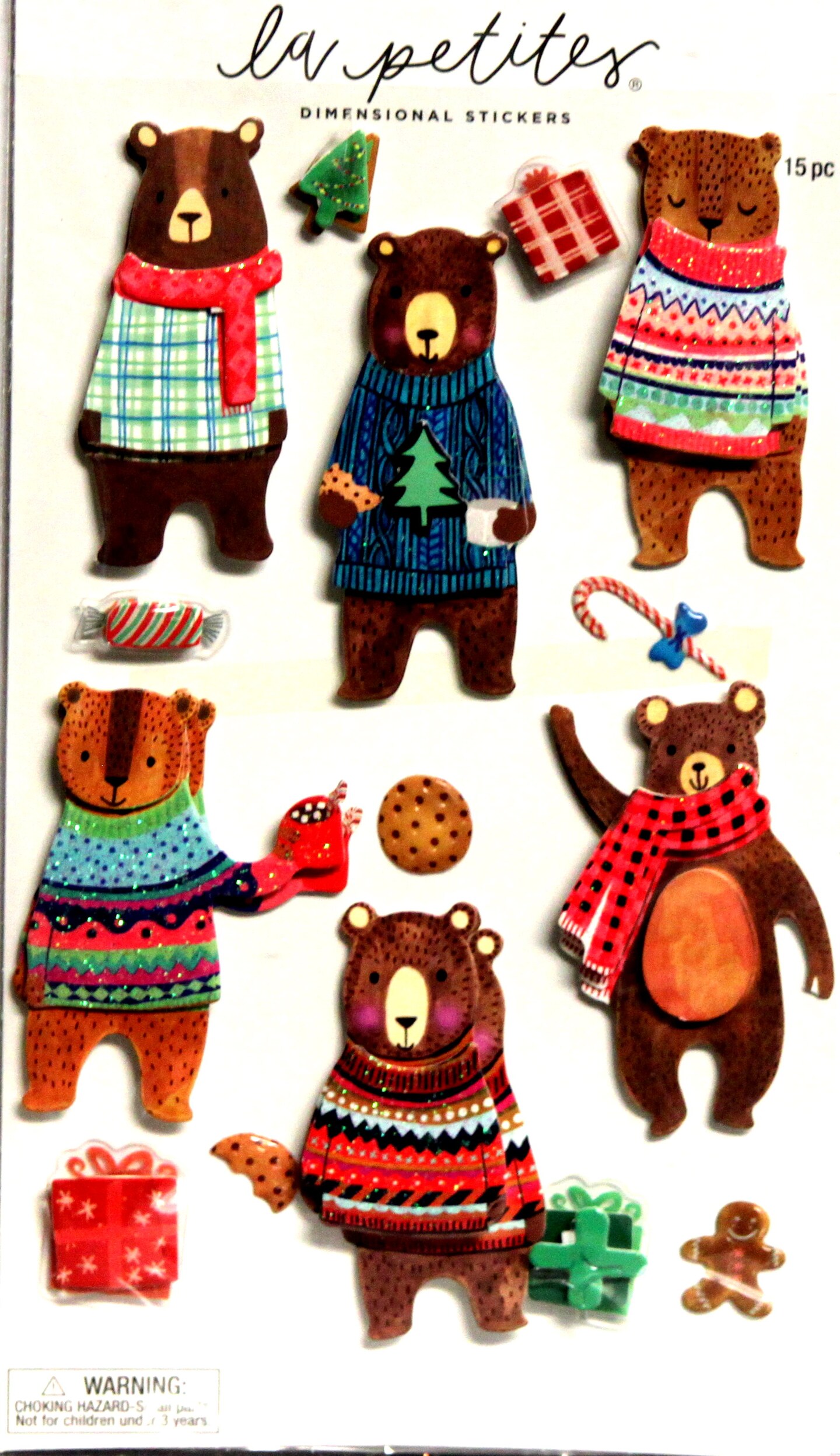 La Petites Christmas Bears Dimensional Stickers
