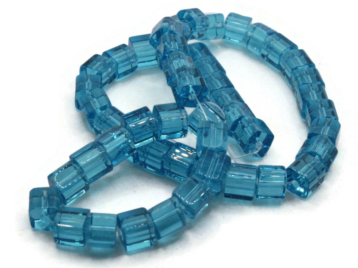 50 6mm Sky Blue Glass Cube Beads