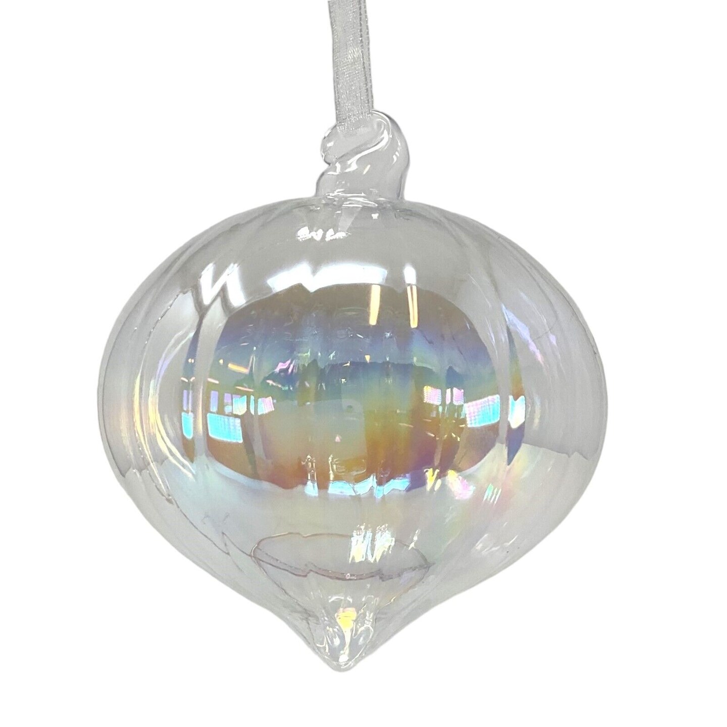 Clear Iridescent Glass Christmas Ornaments