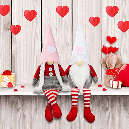 Valentines Day Gnomes Decor - 2PCS Mr and Mrs Valentine Gnome Plush, Handmade Scandinavian Tomte for Home Table Decorations, Valentine's Gifts