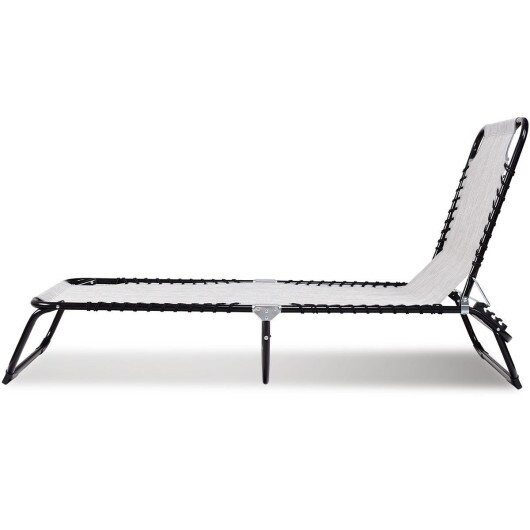 Adjustable Chaise Lounge Chair Foldable Steel Frame with Pillow Indoor Outdoor