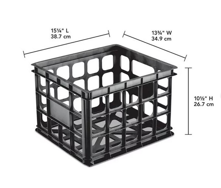 Heavy Duty Plastic Black Storage Box Milk Crate (6-Pack)