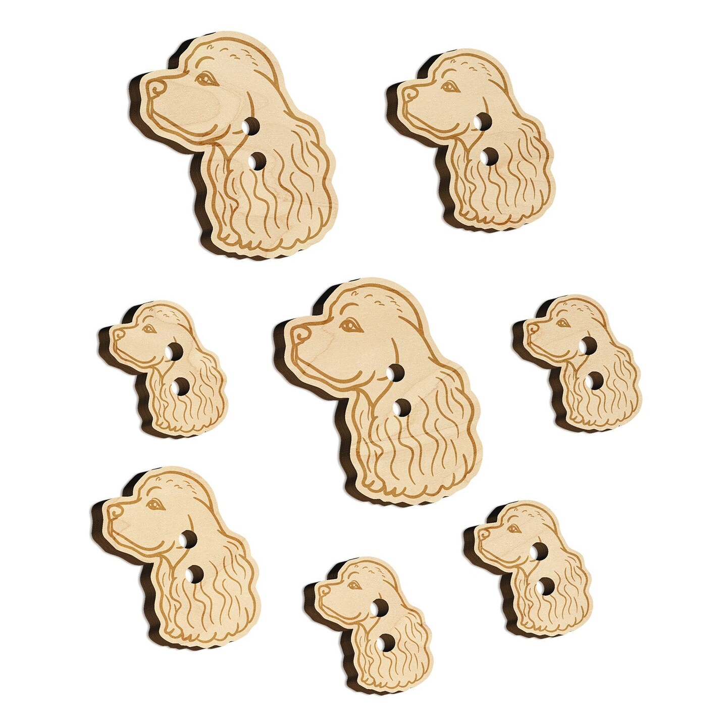 Cocker Spaniel Dog Head Wood Buttons for Sewing Knitting Crochet DIY Craft