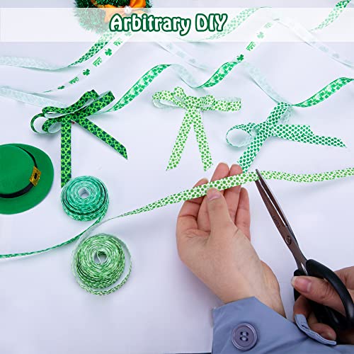 St. Patrick&#x27;s Day Ribbon - 50 Yards Shamrocks Clover Grosgrain Ribbon for St. Patrick&#x27;s Day Gift Wrapping Wreath DIY Craft and Sewing