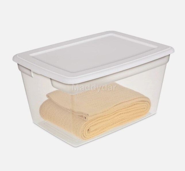 1 Stackable Bin Plastic Tote Box Storage Containers, Clear