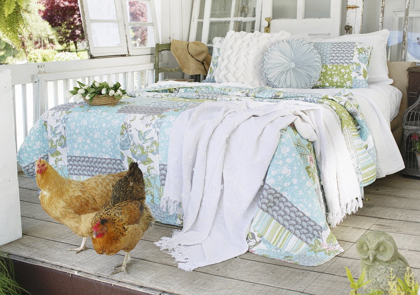 Bedding Bundle: Roesser Quilt Set + Pom Pom Stripe Quilt Set - Full/Queen