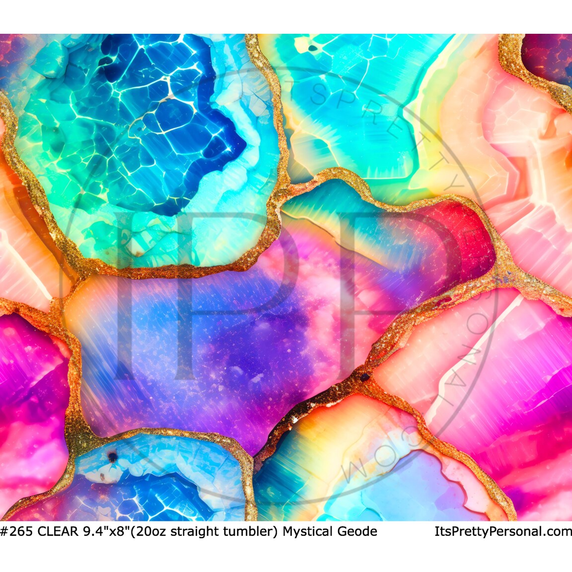 #265 CLEAR- 20oz -Mystical Crystal Geode 9.4" x 8" Pattern Vinyl Wrap