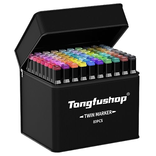 Tongfushop Alcohol Markers, 80+2 Colors Dual Tip Art Markers